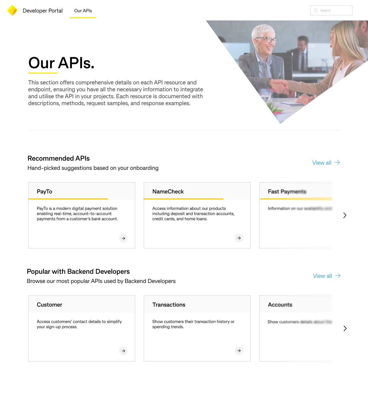 API catalog carousel